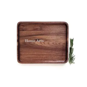 Bandeja de madera de diseño simple para servir alimentos, con forma cuadrada y de primera calidad, para servir té y café, de Home Arts - Product Image 1