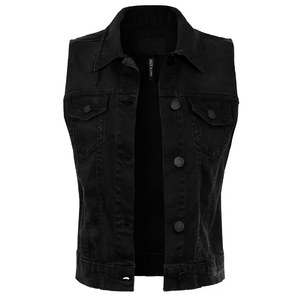 2024 vente en gros pas cher prix femmes Denim gilet Design personnalisé grande taille décontracté coupe ajustée Long gilet couverture bouton lavé - Product Image 1