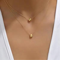 Vente en gros de bijoux de mode ne ternit pas le collier en acier inoxydable pur 18k or goutte d'eau collier pendentif de fournisseur indien