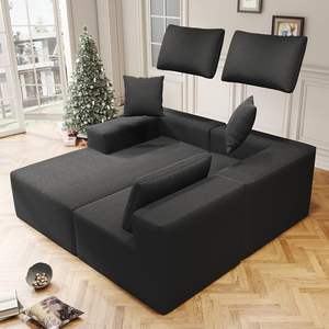 Canapés sectionnels en forme de L 108 "exclusifs, canapé modulaire moderne 4 places avec chaise et coussins-Noir - Product Image 1