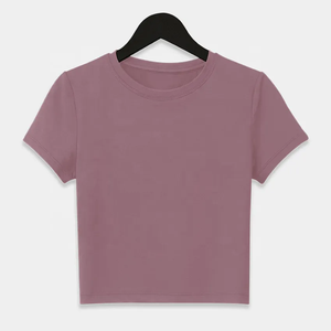 Camiseta Básica de Algodón 100% para Mujer, Camiseta Corta al por Mayor, Camisetas de Manga Corta con Cuello Redondo para Mujer 2026 - Product Image 5