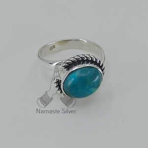 Turquoise Ovally Cut Diamond Handmade Boho <b>Statement</b> Sterling Silver <b>Ring</b> Anniversary Birthday Wedding Christmas Gift for Her - Product Image 6