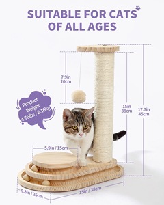 Modern Two-Level Sisal Scratching Post Wooden Ball Track Cross-Border Exclusive Interactive <b>Cat</b> <b>Toy</b> <b>Indoor</b> Hanging Ball <b>Cat</b> Tree - Product Image 5