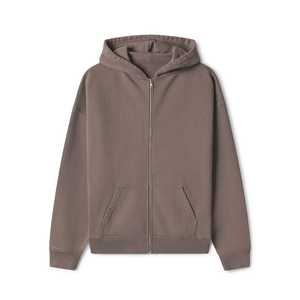 Sudadera con capucha y cremallera bordada IOTA SPORTS, estilo urbano de invierno, media cremallera, doble capa, logotipo personalizado, 100% algodón polar, ecológica - Product Image 1