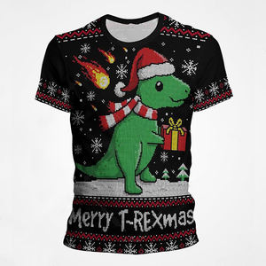 T-shirt de Noël Ringer personnalisé pour hommes 100% coton tissu tricoté impression numérique élégant en gros mode pour hommes - Product Image 4