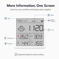 Monitor Suhu dan Kelembapan Layar Besar, Higrometer Digital Termometer Dalam Ruangan untuk Rumah, Kantor, dan Kamar Bayi