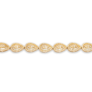 Tendance Bracelet personnalisé en forme de poire personnalisé de haute qualité Bracelet de tennis en or 14 carats avec diamant rond et baguette naturel - Product Image 2