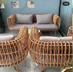 Canapé moderne en rotin, mobilier minimaliste en rotin, banc de salon en bois, design contemporain, disponible à des prix de gros. - Product Image 3