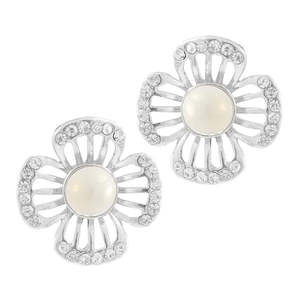 ต่างหูเม็ดเดี่ยวชุบเงิน kriaa กับ1307157มุกสีขาว-เครื่องประดับมุกหรูหรา - Product Image 1