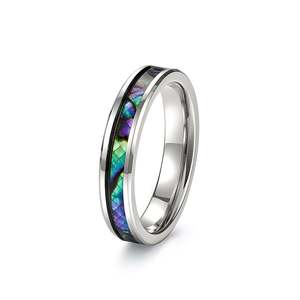 Jeulia Rose Gold Plated <b>Opal</b> Inlay Tungsten Wedding Band <b>Ring</b> for Women - Product Image 2