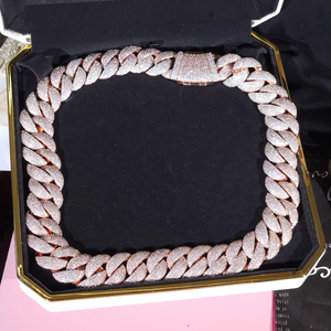 Collar de cadena cubana Iced Out de plata 925, estilo Hip Hop, de lujo, con eslabones llamativos, con diamantes de moissanita, para hombre y mujer - Product Image 5