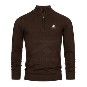 Suéter suave y cómodo de mezcla de algodón con cremallera de cuarto, uso diario transpirable informal con cuello levantado para invierno - Product Image 1