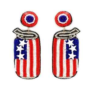 Boucles d'oreilles américaines faites à la main avec perles Boucles d'oreilles de luxe USA Beer Design Broderie Boucles d'oreilles Trendy New Latest Looking Luxury - Product Image 1