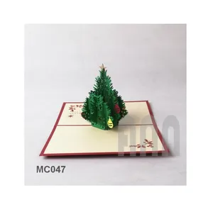 بطاقات التهنئة بشجرة عيد الميلاد بطباعة مخصصة بطباعة "thank you" ثلاثية الأبعاد بطاقات التهنئة المنبثقة صنعت في فيتنام
