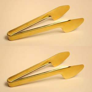 Gold Tone Metal <b>Serving</b> <b>Tongs</b> Handmade Handle with Double Twisted Wire Multi-Purpose Utensil for Everyday and Party Use - Product Image 1