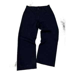 Jeans décontractés amples pour hommes, en coton brut 100% respirant, bouton, ourlet brut, coupe droite large, léger, été - Product Image 5