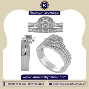 Anillo de moda de oro blanco con diamantes de 14K de alta calidad al mejor precio para mujer - Product Image 2