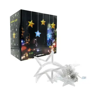 Guirlandes lumineuses LED de type pluie avec 12 formes transparentes d'étoiles et de lunes, IP65, lumières de Noël - Product Image 2