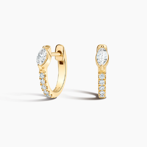 Último diseño Moissanite Marquies & Round Diamond Iced Out Hoop Pendientes en S925 Joyería de plata para mujeres - Product Image 1