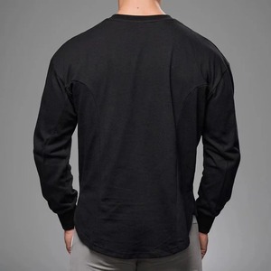 <b>Men's</b> Long Sleeve Solid Cotton <b>T</b> <b>Shirt</b> Winter Workout Streetwear with <b>Curved</b> <b>Hem</b> <b>Men's</b> Autumn Sweatshirt Crop Tops Style - Product Image 4