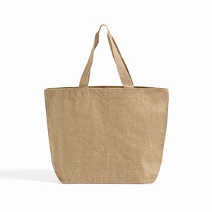 Sac fourre-tout en jute polyvalent de taille moyenne avec ruban en toile et fermeture éclair pour usage quotidien, publicité, aliments, cadeaux, impression personnalisée, lettres - Product Image 1