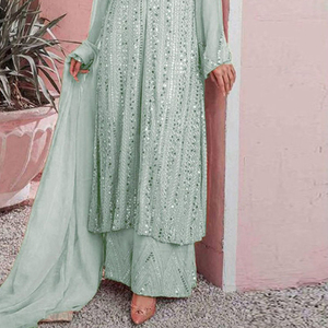 2025คอลเลกชั่นพิเศษชุดไหม salwar kameez สำหรับผู้หญิงชุดปาร์ตี้ชาลวาร์มาใหม่ - Product Image 4