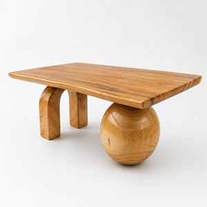Modern Rustic Suar Wood Coffee <b>Table</b> Premium <b>Live</b> <b>Edge</b> Top Unique Sphere Arch Leg Design Natural Finish Living Room Hot Sale - Product Image 1