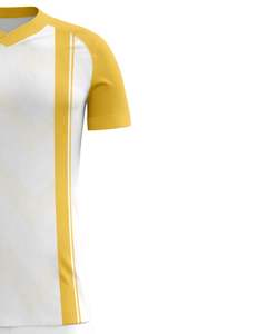 Custom White And Mustard Yellow Soccer Jersey Set Short Sleeve Breathable Polyester Football <b>Kit</b> With Matching Shorts For Men - Product Image 2