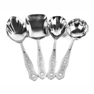 Luxury Embossed Stainless Steel Serving Spoon Set Vintage Shell Salad Spoons Buffet Banquet <b>Mirror</b> Polished Catering Utensils - Product Image 1