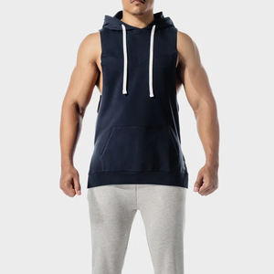 Men's Breathable Athletic Hooded Tank Top for Workout Fitness Custom Logo <b>Gym</b> <b>Hoodie</b> with Embroidery Decoration - Product Image 1