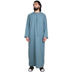 Thobe émirati haut de gamme sarcelle de luxe Kandura vêtements traditionnels arabes élégant hommes Jubba doux et respirant tenue islamique moderne - Product Image 5