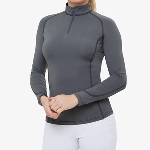 Camisa de equitación personalizada de manga larga para mujer, transpirable, elástica en cuatro direcciones, capa base de spandex/poliéster de alta calidad - Product Image 1