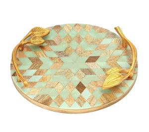 Plateau de service rectangulaire en bois et résine au design unique, plateau de service alimentaire écologique, décoration de table pour hôtel, restaurant, maison, plateau de petit-déjeuner - Product Image 6