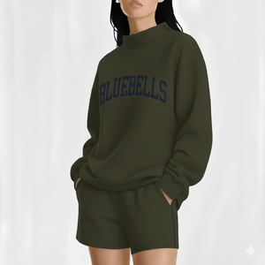 Women Casual Oversized <b>Stand</b> Collar Streetwear Sweatshirt Cotton Fleece Relaxed Fit Autumn Winter Fashion Pullover with <b>Crystal</b> - Product Image 1