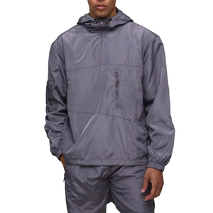 Petite veste à capuche personnalisée en polyester/nylon brodée sur le devant Veste à la mode fabriquée en usine à prix de gros Vestes gris anthracite uni pour - Product Image 1