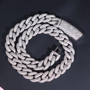 Silver Iced Cuban Link Necklace With VVS Moissanite Diamond Handset Sparkle Luxury Hip Hop Style Statement Chain <b>For</b> <b>Men</b> Women - Product Image 2