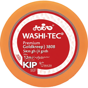Cinta de Enmascarar WASHI-TEC Premium Goldkrepp 3808, 50m de Largo, 18mm de Ancho, Color Naranja Liso, Paquete de 12 Rollos KIP para Uso en Oficina - Product Image 3