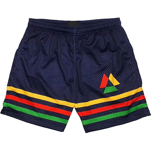 Pantalones cortos de malla de poliéster 100% personalizados, bolsillos, 5,5 pulgadas, entrepierna, peso pesado, doble capa, sublimación, sólido, secado rápido, transpirable, alto - Product Image 1