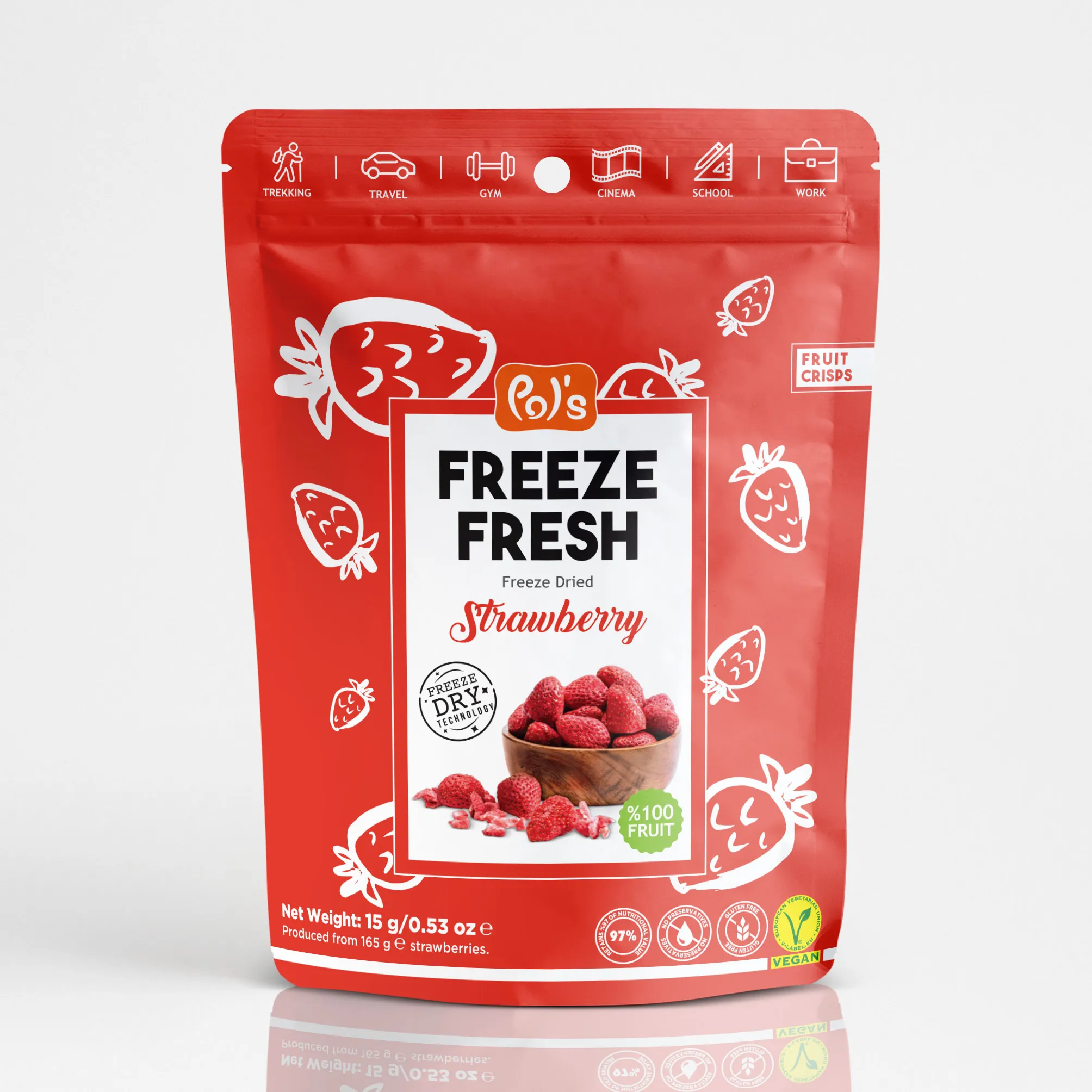 Organic Natural Gourmet Level Fresh Freeze Dried Strawberry Best Selling Grade Pure Fruit Healthy With 20g Packaging