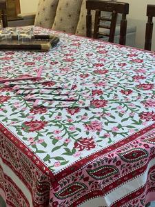 Bloc à main imprimé beau Design Floral nappe de Table nappe de Table avec 8 serviettes ensemble au prix de gros - Product Image 3