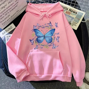 เสื้อฮู้ดพิมพ์ลายผีเสื้อแฟชั่น2025สเวตเชิ้ตแบบสวมหัวแขนยาวลำลองมีฮู้ดสำหรับฤดูใบไม้ร่วงและฤดูหนาว - Product Image 3