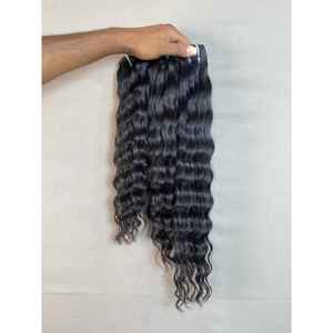Raw Indian Deep Wave <b>Hair</b> Bundles Natural Black/Brown 100g 8-36 Inches Loose Deep Wave <b>Kinky</b> <b>Straight</b> Super Double Drawn <b>Hair</b> - Product Image 2