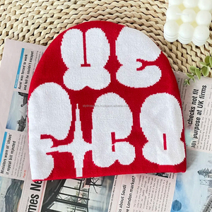 Factory Wholesale Y2K Jacquard Knit Beanie Hats Custom Logo Design for Women Men Unisex Winter <b>Accessories</b> for <b>Beach</b> Travel - Product Image 6