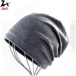 Mode strass bonnets femmes printemps automne couleur unie Skullies Beanie casquette dames coton doux Bonnet chapeau femme bonnets - Product Image 3