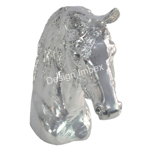 Tête de cheval en aluminium massif nickelé élégant cheval décoratif solide accessoires de cadeau d'affaires tête d'animal unique en métal - Product Image 3