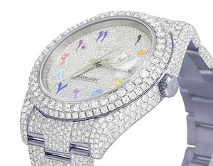 Premium VVS Moissanite Diamond árabe Dial de acero inoxidable automático Iced Out Hip Hop reloj tachonado de gama alta de lujo de moda para hombres - Product Image 5