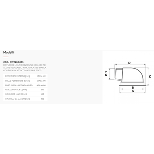 Diffuseur d'air multidirectionnel en plastique ABS blanc Tecnosystemi avec ailettes réglables, registres et grilles de ventilation - Product Image 2