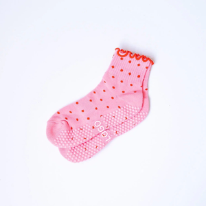 Chaussettes de Pilates personnalisées, motif à pois mignon, antidérapantes, en coton, chaussettes à grip pour le yoga, le Pilates, la barre, vente en gros d'usine au Vietnam - Product Image 3