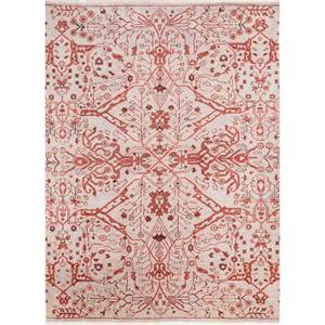 Alfombra de Lana Anudada a Mano Erbe, Diseño Abstracto con Medallón Rojo Naranja, Rectangular, para el Hogar, Entrada o Pasillo, 9x12 - Product Image 1