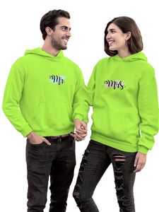 Mr. Mrs. Couple Hombres Mujeres Sudaderas con capucha de color brillante estilo Jersey sudaderas con capucha de calidad de algodón Premium - Product Image 3